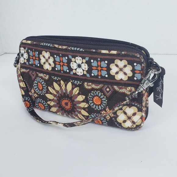 Vera Bradley Brown Abstract Wristlet Bag Purse Wallet - Picture 2 of 5